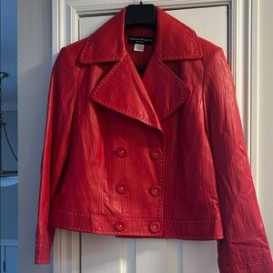 Vibrant Red Leather Jacket by Bianca Nygard